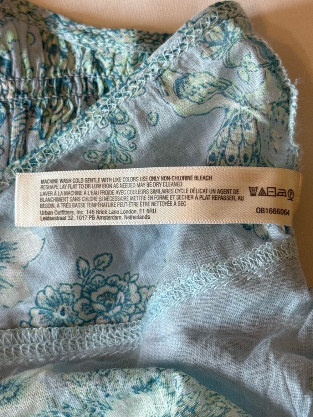 Intimately Free People Blue Floral Lace Trim Cami Tie Strap Boho Crop Tank Top L - Picture 5 of 7